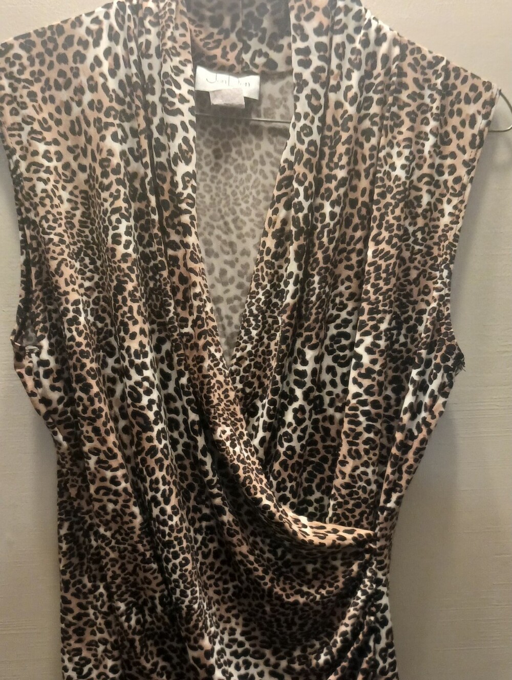 Sleeveless Leopard Print Drape-Front Camisole Top - Brown
